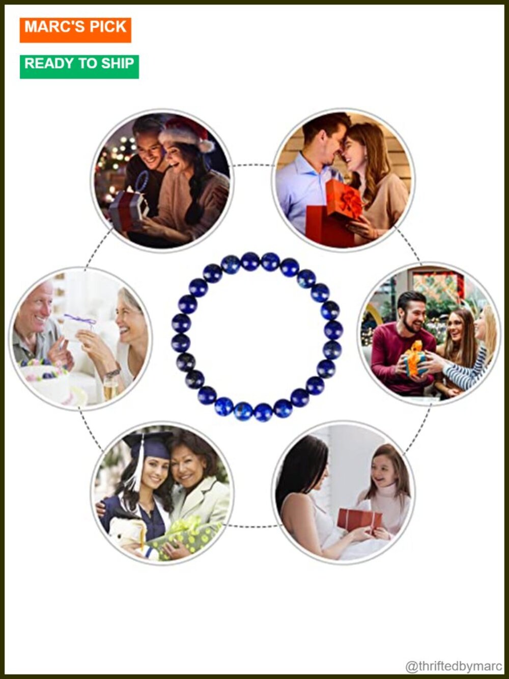 Handmade Lapis Lazuli Beaded Bracelet Chakra Crystal Gemstone Healing - Picture 3 of 5